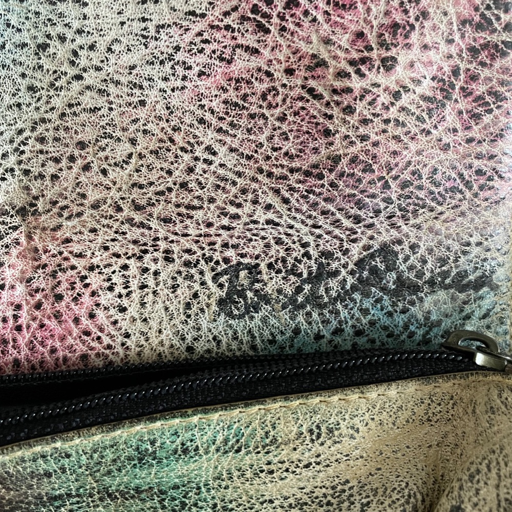 OOAK VTG 80s Custom Brit Rosen Leather Shoulder Bag Purse Hand Painted Signed - Picture 13 of 15